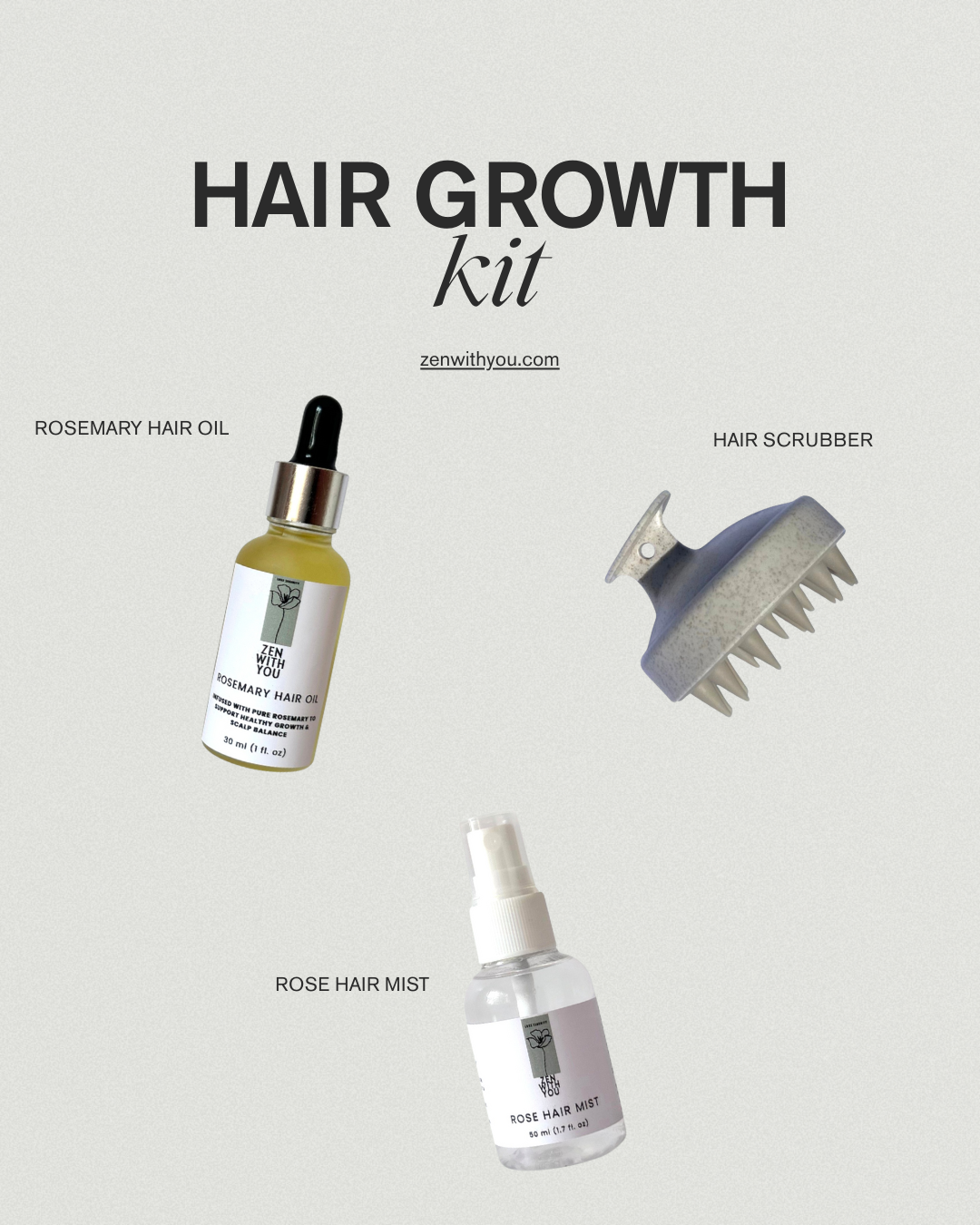 Hair Growth Kit – Rosemary Oil, Hair Mist & Scalp Massage Tools
