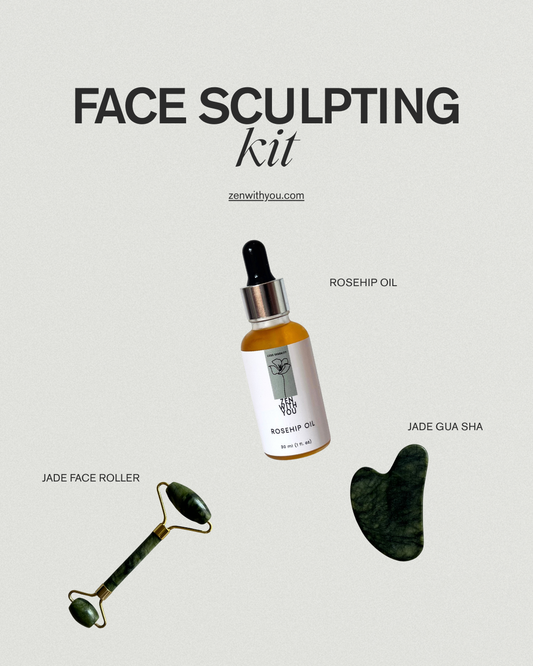 Face Sculpting Kit – Jade Roller, Gua Sha, Rosehip Oil for Radiant Skin